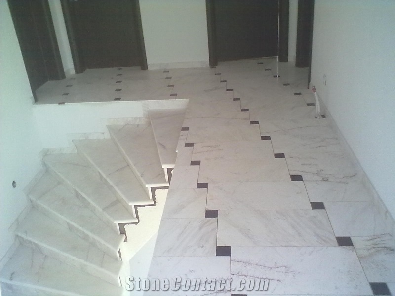 Vencac Beli White Marble Stairs Installation Project