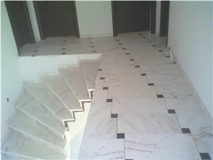Vencac Beli White Marble Stairs Installation Project