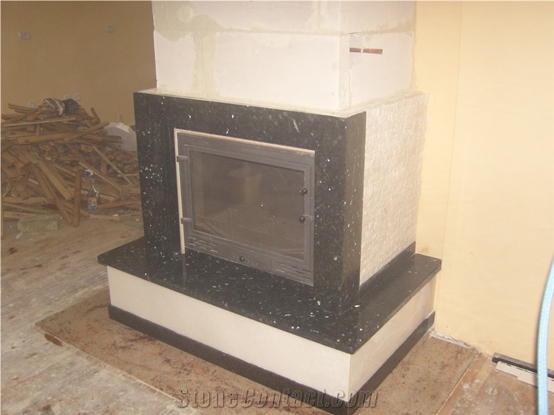 Blue Pearl Granite Fireplace Design
