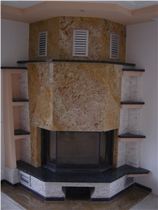 Golden Oak Granite Fireplace Surround Panels