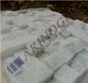 Mugla White Marble Split Wall Mosaic
