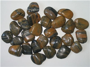 Stripe Polished Pebble Stone for Landscaping and Garden, Paving Stone