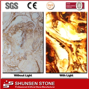 Golden Yellow Onyx Backlit Translucent Resin Panel Tr8001