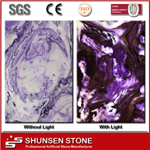 Sparkling Purple Translucent Artificial Marble Onyx Tr8009