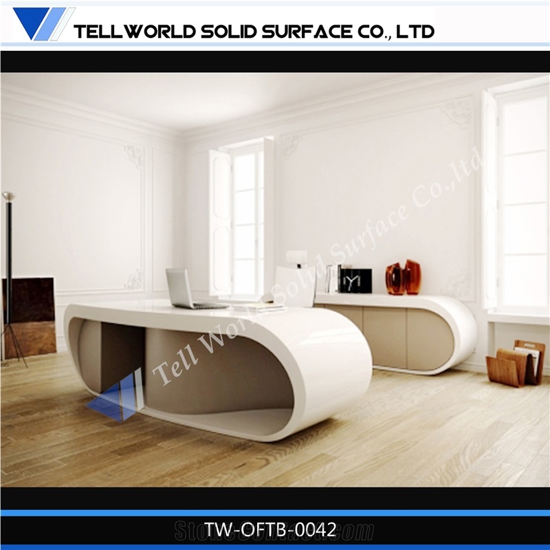 Supply Fashionable Office Furniture ,Luxury Office Desk with Round Shape, Artificial Stone Furniture
