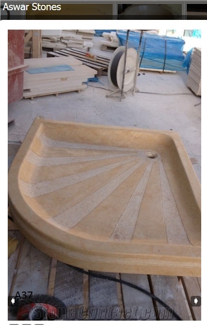 Hebron Gold Limestone Shower Base