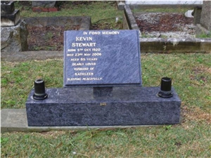 Lawn Memorials, Monuments, Silk Blue Granite Slant Grave