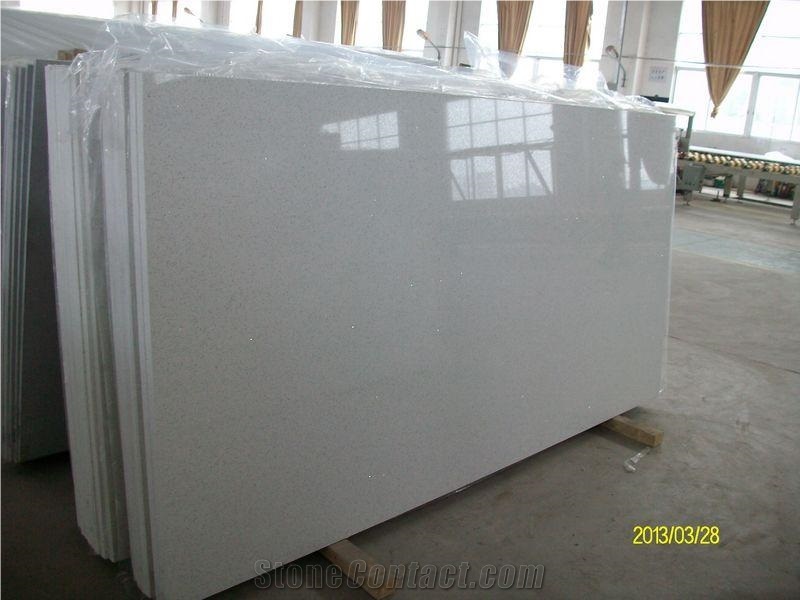 Starlight White Quartz Slabs Polished Finish