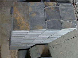 China Multicolor/ Rusty Flooring Slate,Slate Tile,Rust Slate Paving Stone, Golden Yellow Slate Wall Covering
