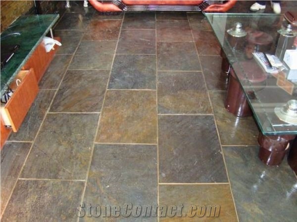 China Multicolor/ Rusty Flooring Slate,Slate Tile,Rust Slate Paving Stone, Golden Yellow Slate Wall Covering