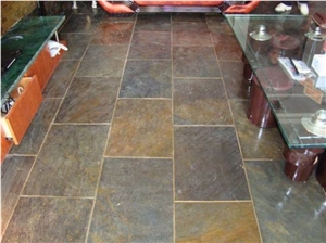 China Multicolor/ Rusty Flooring Slate,Slate Tile,Rust Slate Paving Stone, Golden Yellow Slate Wall Covering