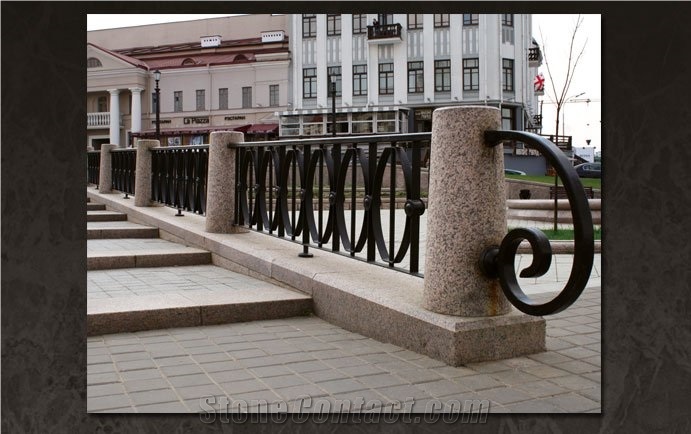 Red Letnerechensky Granite Banisters, Steps, Pier Caps