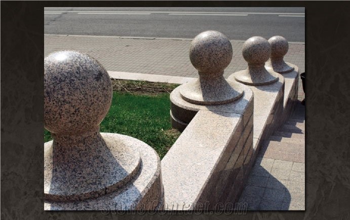 Red Letnerechensky Granite Banisters, Steps, Pier Caps