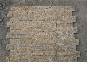 Quartzite Cultured Stone Wall Cladding,Tiger Skin Yellow Ledgestone Wall Panel,Veneers