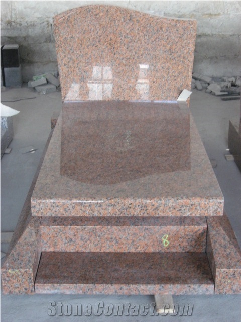 Red Granite Gravestone, Tombstone and Mounment