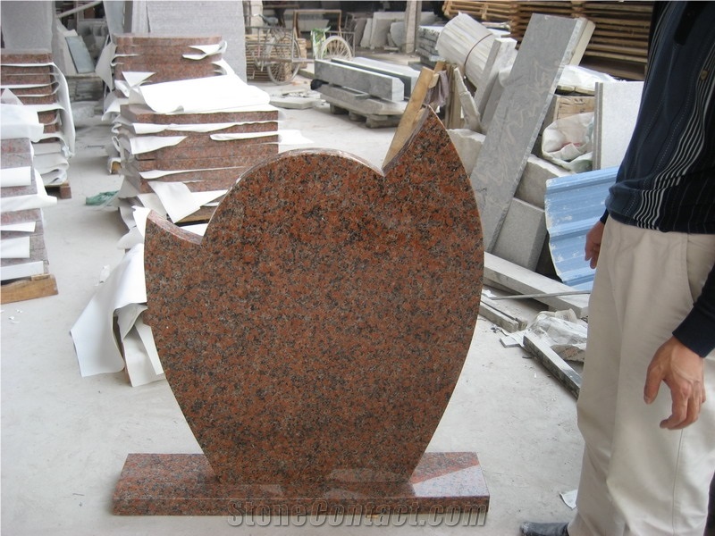 Red Granite Gravestone, Tombstone and Mounment