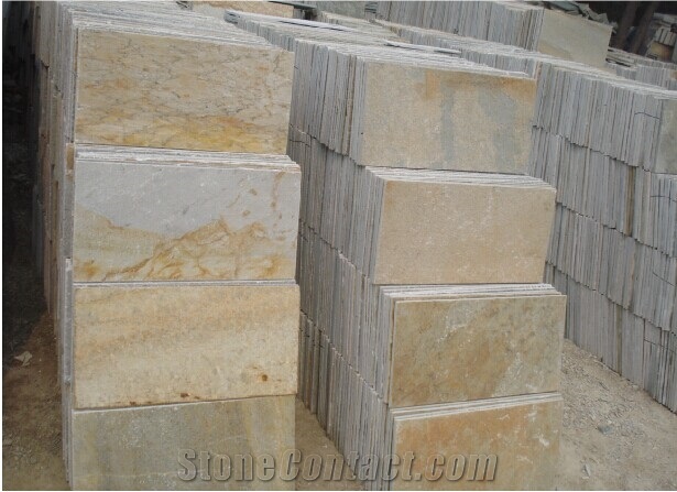 Yellow Wood Slate Tiles, Wall Cladding & Fooring Tiles