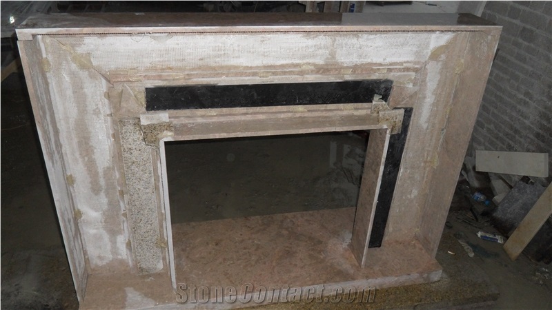 Beige Marble Fireplace