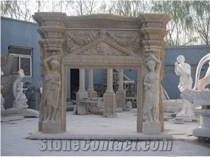 Beige Marble Fireplace