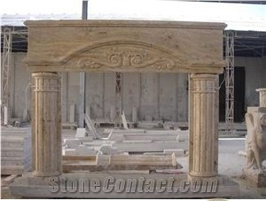Beige Marble Fireplace