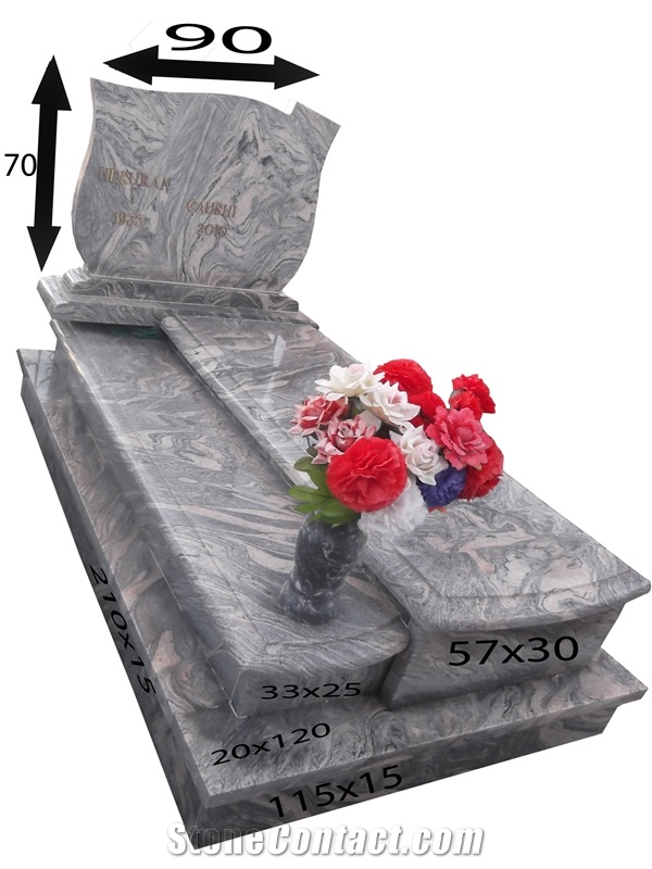 China Juparana Light Granite Tombstone