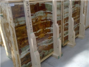 Red Green Onyx Slabs & Tiles