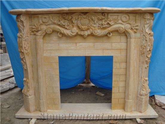 Yellow Marble Fireplace