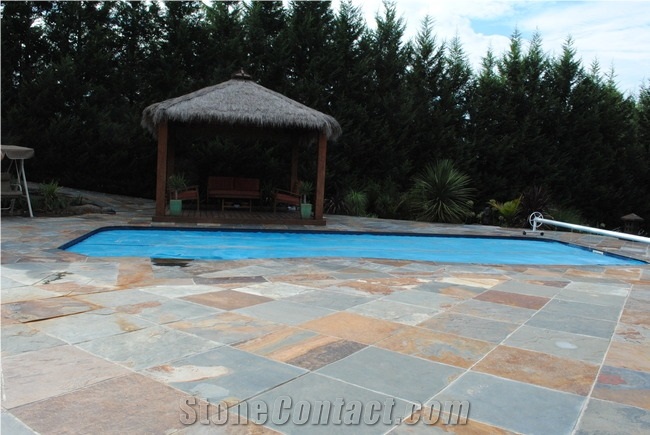 Rusty Antique Slate Pool Pavement