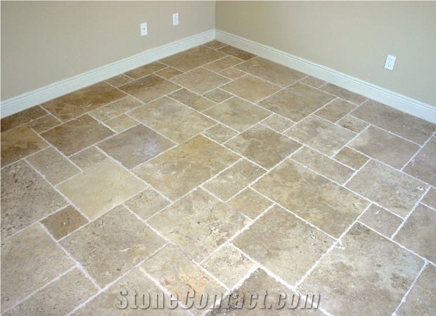 Tumbled Travertine Pattern Floor Tiles, Turkey Beige Travertine