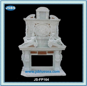 Beige Marble Fireplace Mantel, Natural Marble Fireplace Mantel