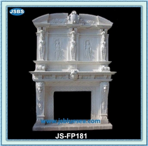 Beige Marble Fireplace Mantel, Natural Marble Fireplace Mantel