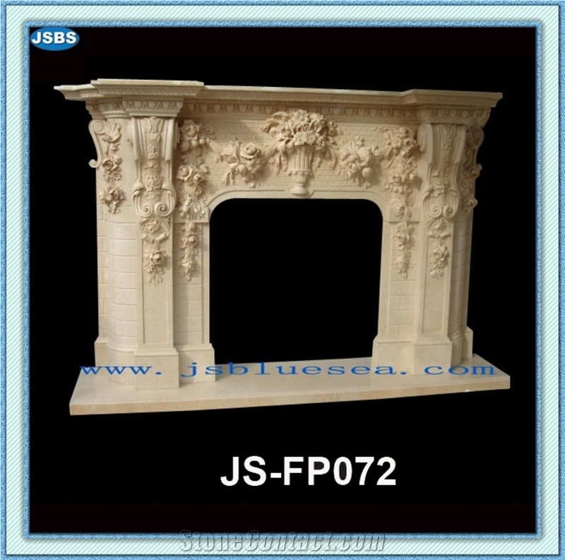 Carved Natural Indoor Marble Fireplace
