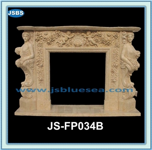 Carved Natural Marble Fireplace Mantel
