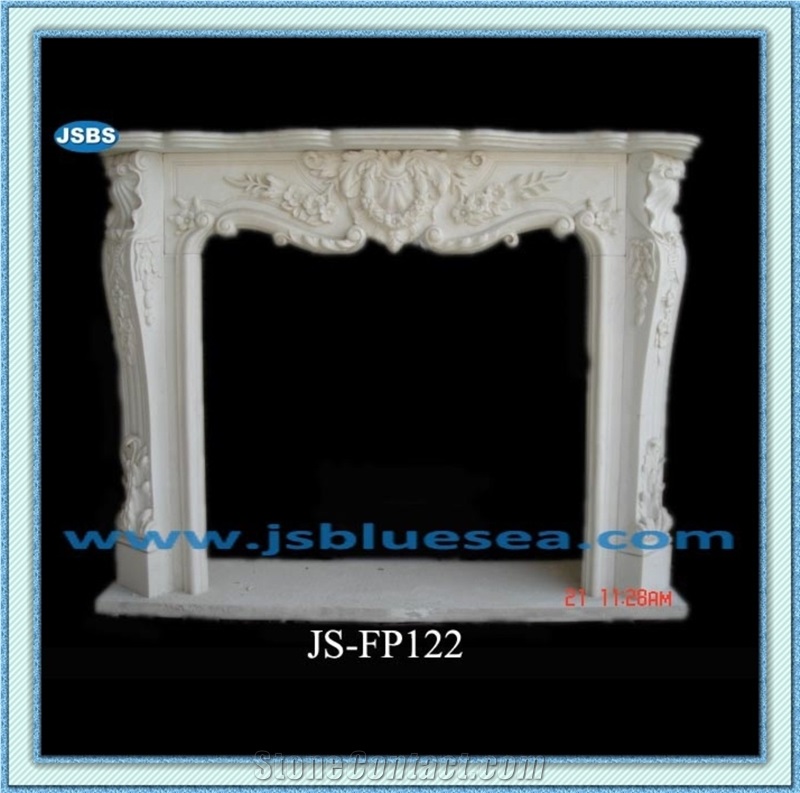 Carved Natural Marble Fireplace Mantel