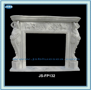 Carved Natural Marble Fireplace Mantel