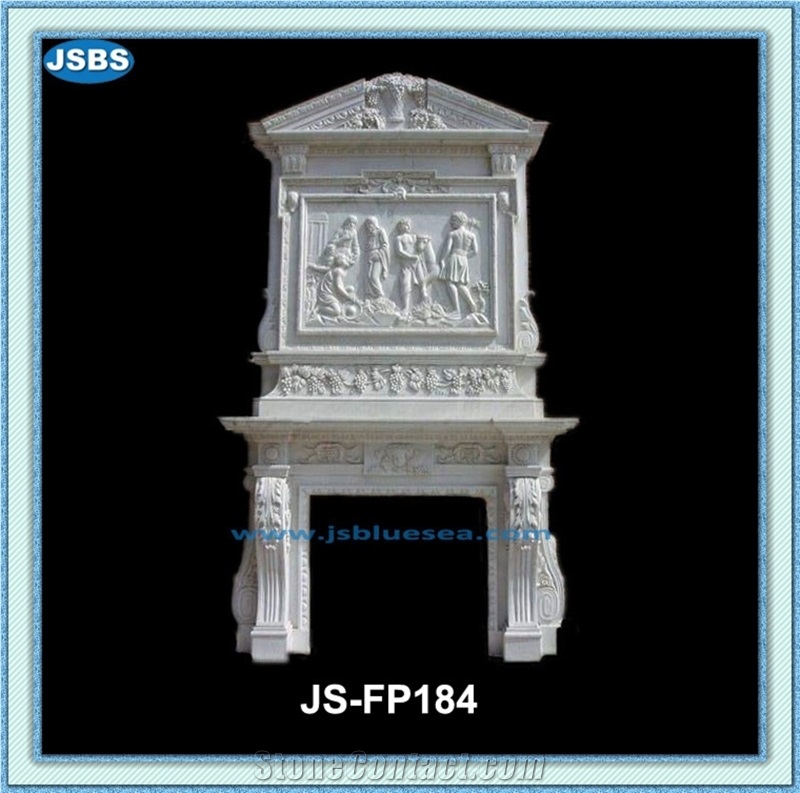 Carved Natural Marble Fireplace Mantel