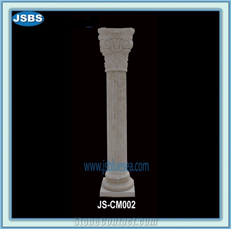 Carved Natural Stone Pillar Columns, Natural Marble Columns