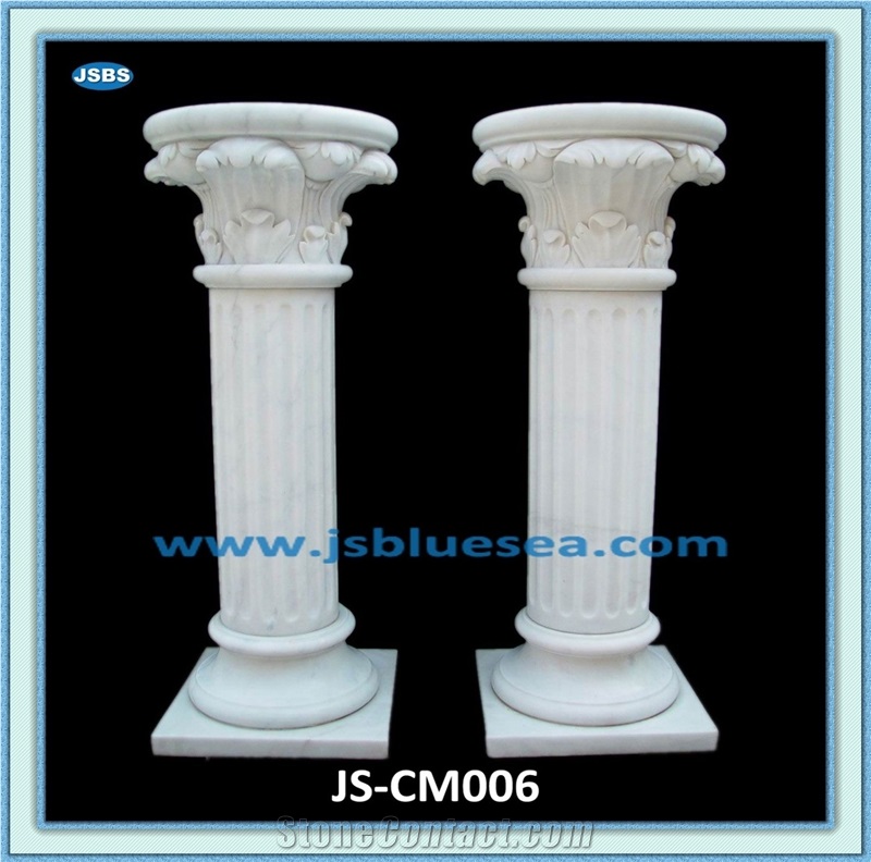 Carved Natural Stone Pillar Columns, Natural Marble Columns