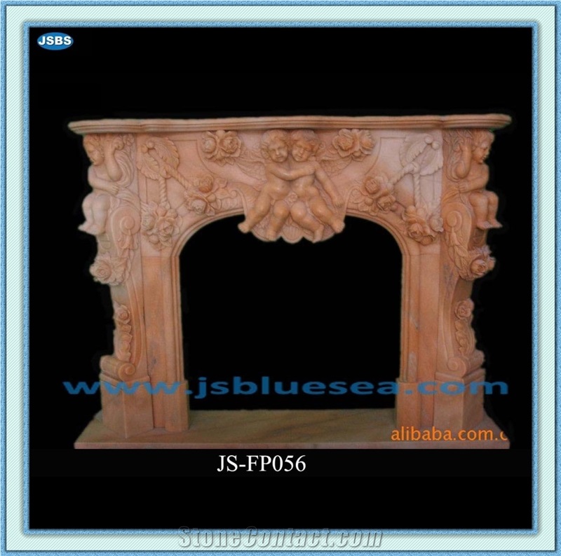 Cheap Marble Stone Fireplace Insert, Natural Red Marble Fireplace Insert