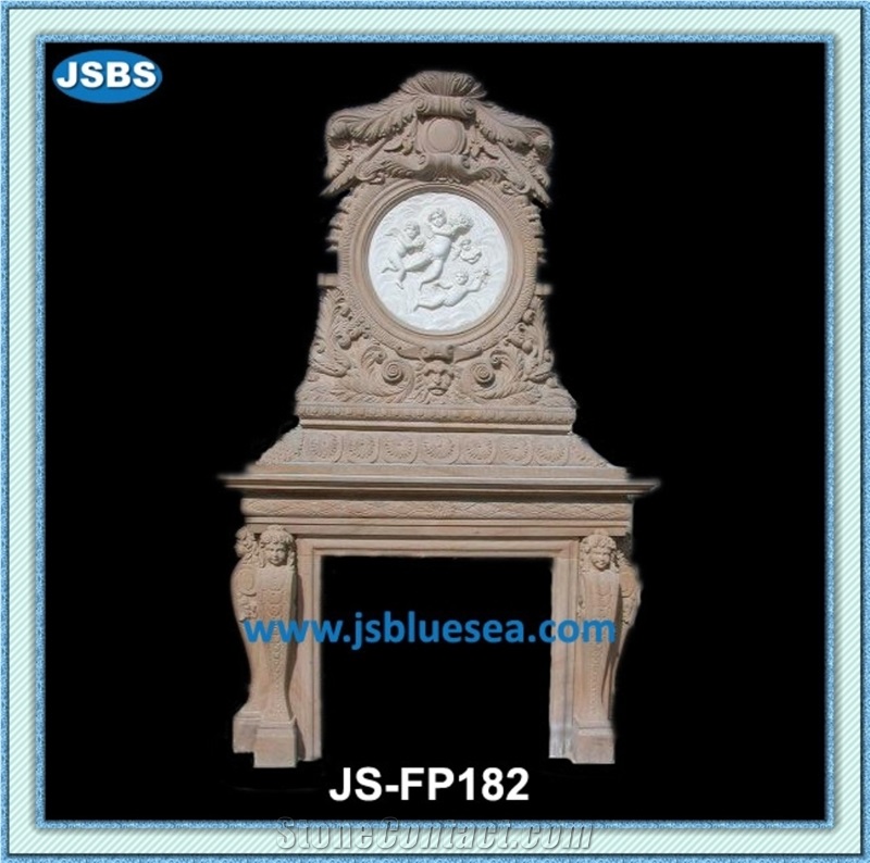 Cheap Marble Stone Fireplace Insert, Natural Red Marble Fireplace Insert