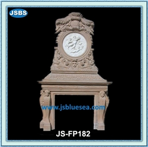 Cheap Marble Stone Fireplace Insert, Natural Red Marble Fireplace Insert