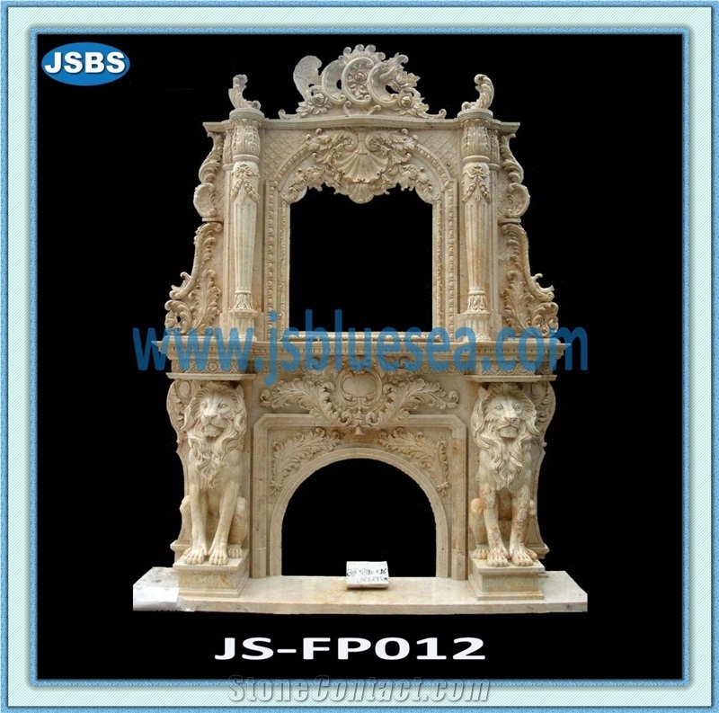 Cheap Natural Marble Fireplace, Beige Marble Fireplaces