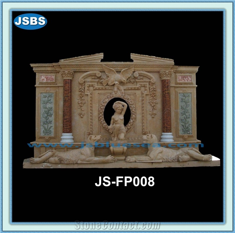 Cheap Natural Marble Fireplace, Beige Marble Fireplaces