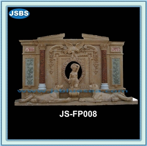 Cheap Natural Marble Fireplace, Beige Marble Fireplaces