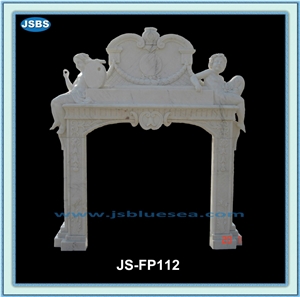 Cheap Natural Marble Fireplace, Beige Marble Fireplaces