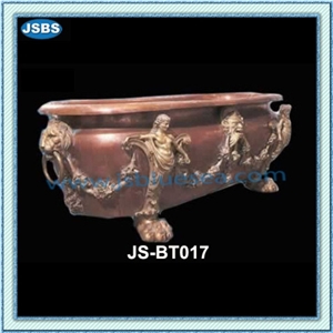 Cultured Marble Freestanding Bathtub, Natural Red Marble Bathtubs