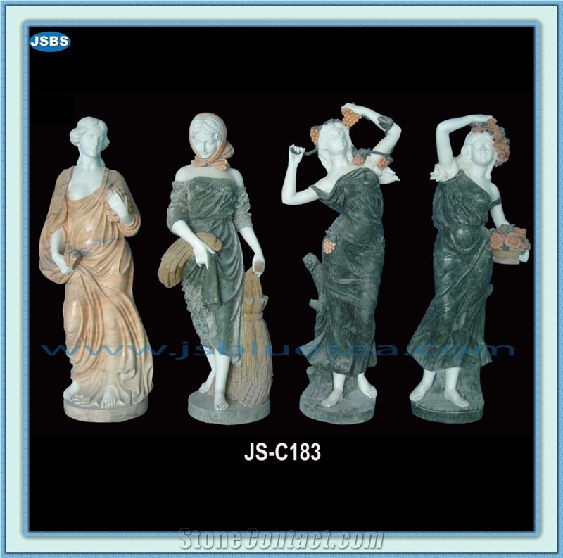 Four Seasons Marble Statues, Natural White Marble Statues