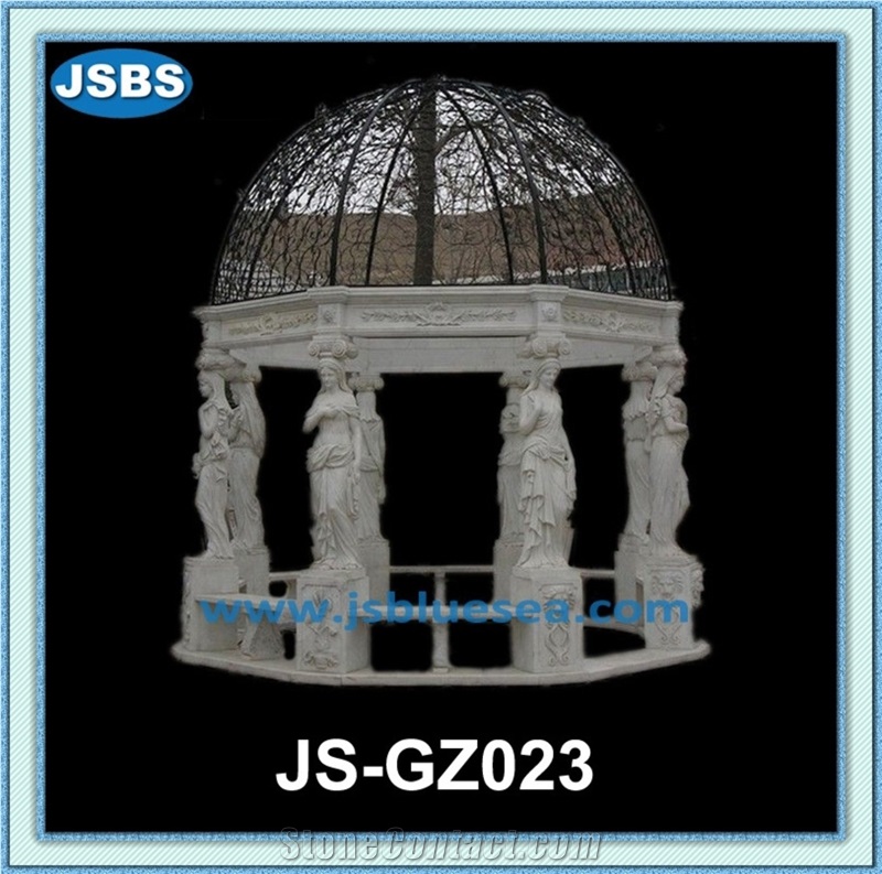 Hand Carved Cheap Marble Dome Gazebo, Natural White Marble Gazebo