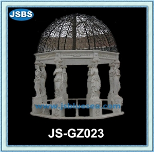 Hand Carved Cheap Marble Dome Gazebo, Natural White Marble Gazebo