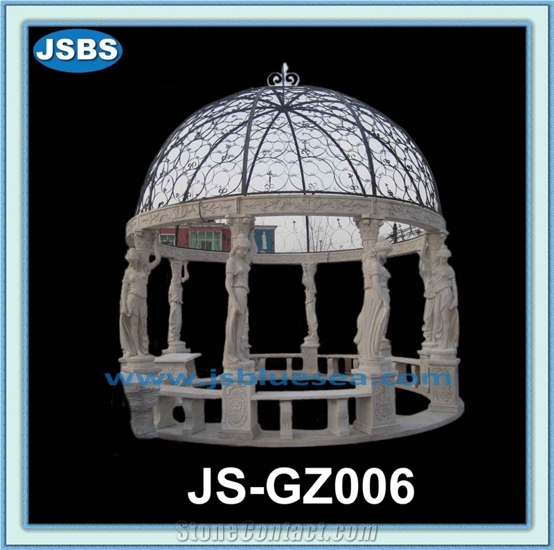Hand Carved Cheap Marble Dome Gazebo, Natural White Marble Gazebo